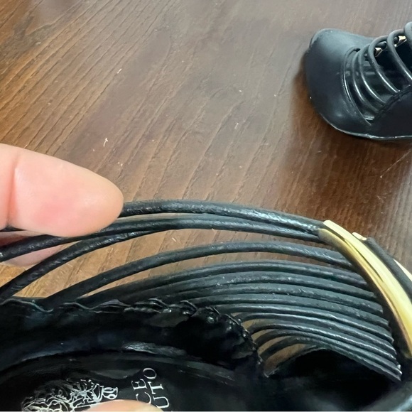 VINCE CAMUTO REESE black nappa leather gladiator high 4” sandals ins Size 7 NIB - Picture 7 of 16